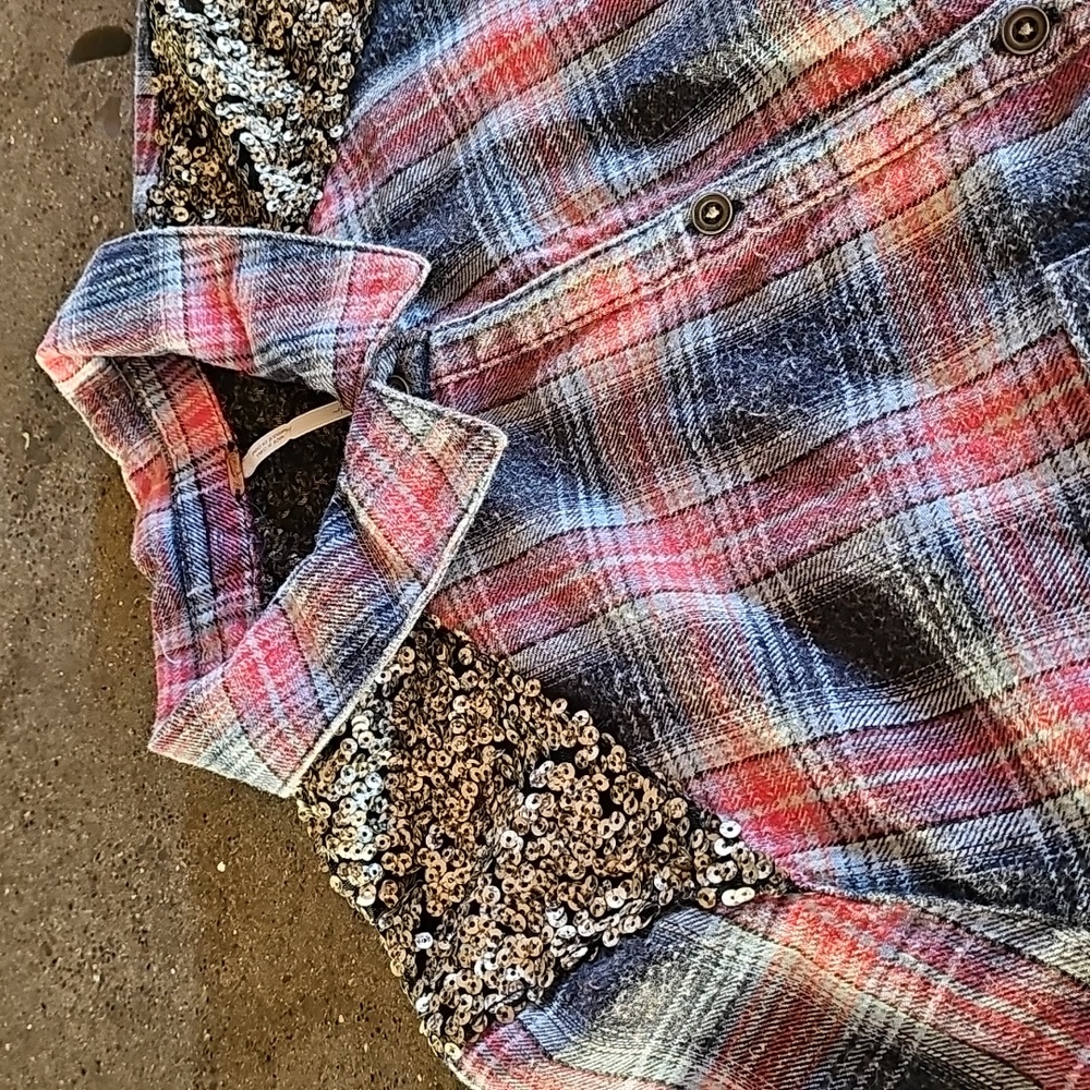 Free People Sequin Western Flannel Top - Picture 4 of 16